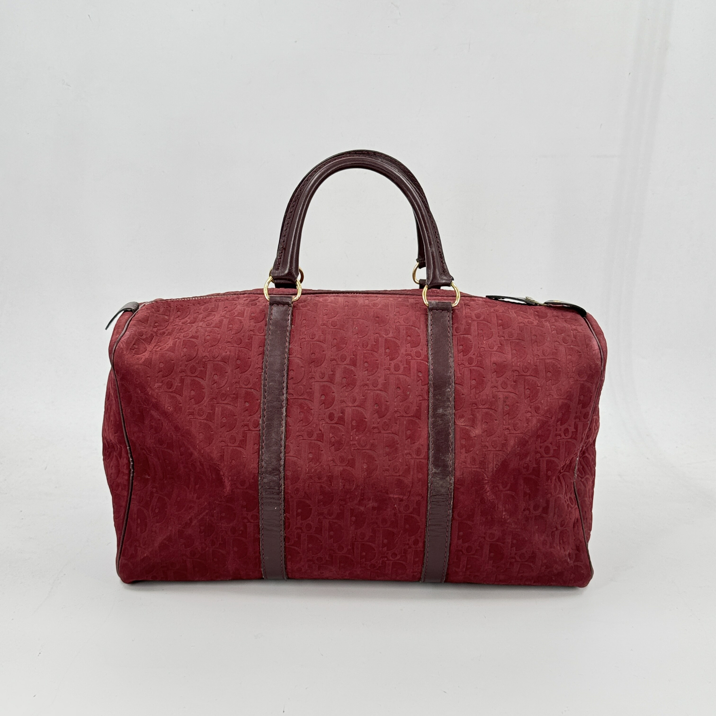 【中古】DIOR レッドトロッター スエードクロス＆なめし革 ヴィンテージ ボストンバッグ
