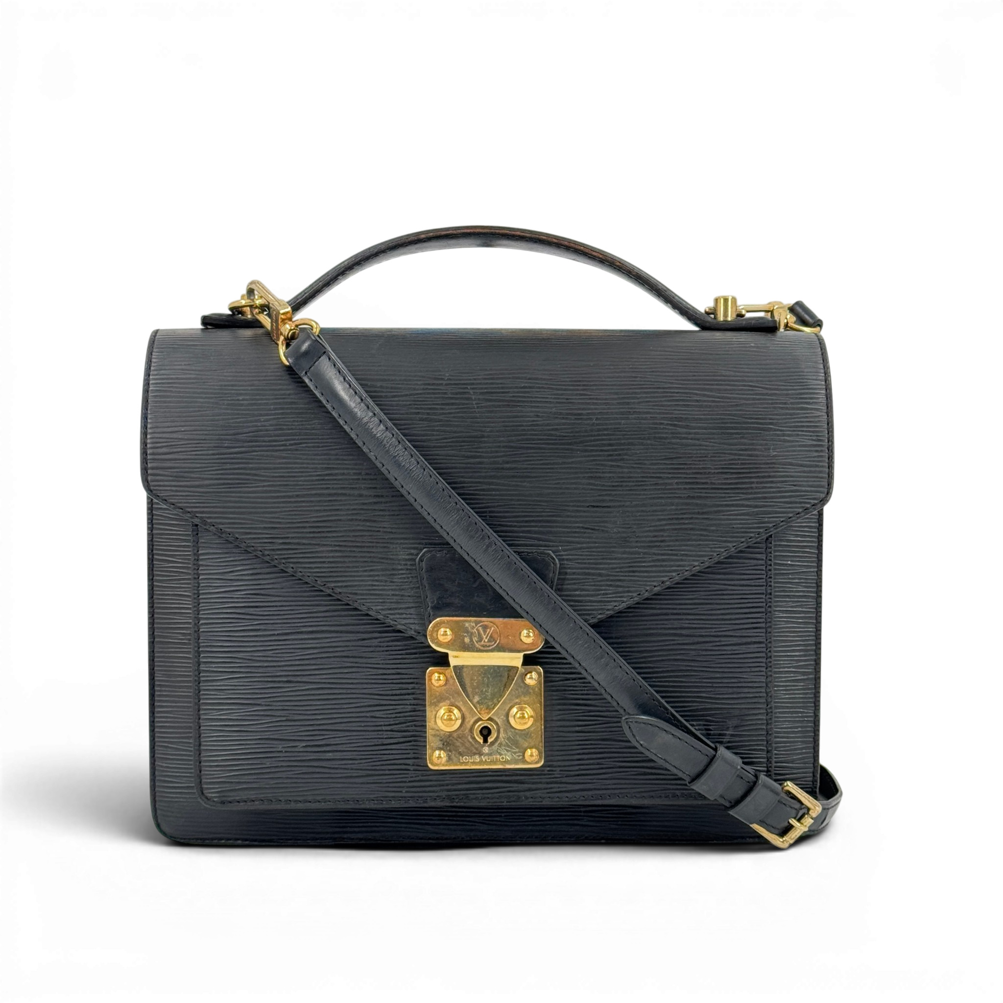 【中古】LOUIS VUITTON エピ モンソー 2way 肩肉 ハンドバック 黒いこと M52122