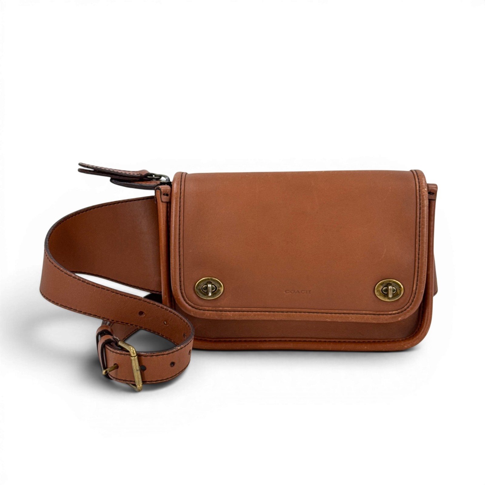 【中古】COACH OLDCOACH ブラウン レザー ダブルターンロック ウエストバッグ｜Tibi Trunk　店
