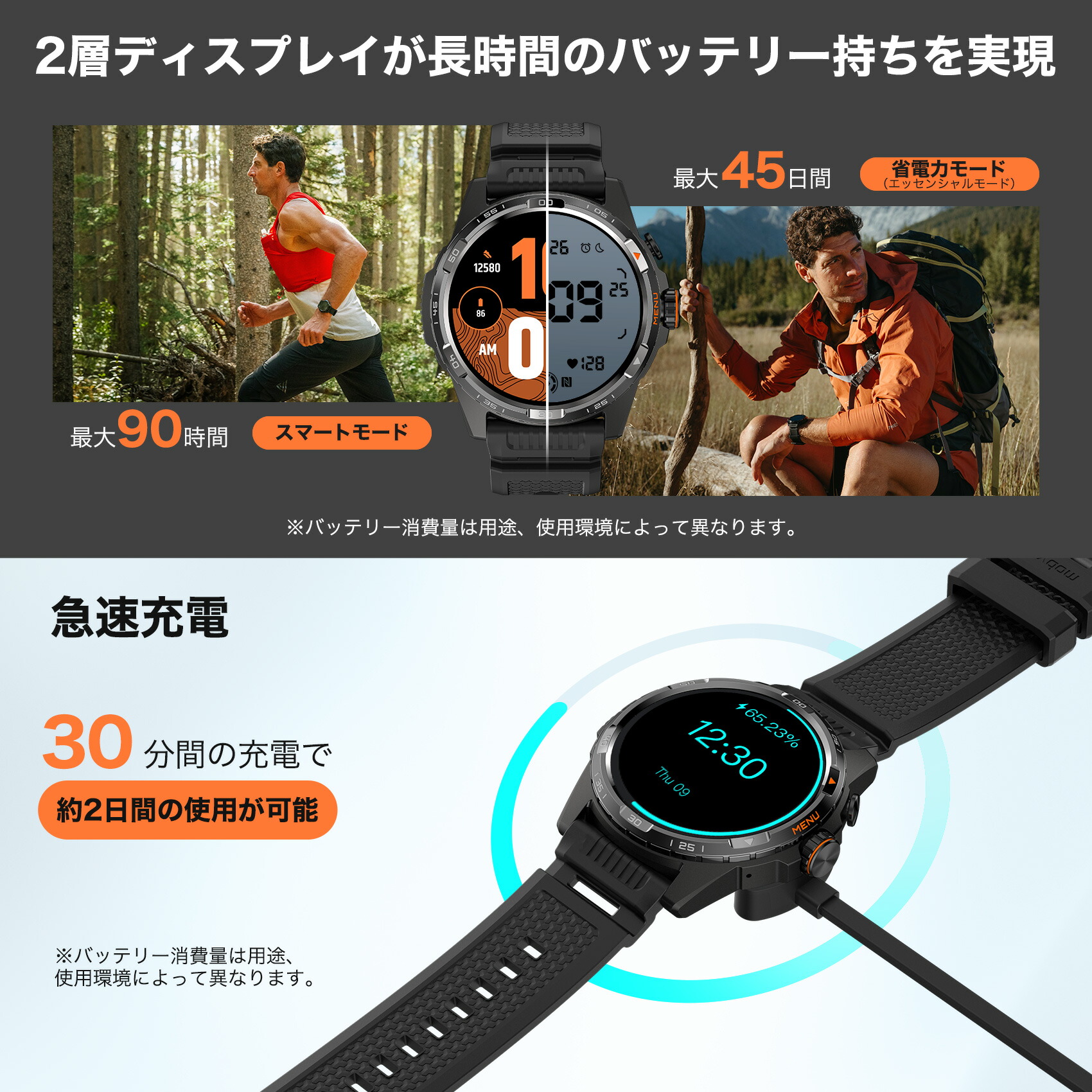 スマートウォッチTicWatchAtlas最新WearOSbyGoogleAndroidグーグル対応5ATM防水丸型腕時計ロングバッテリー登山アプリヤマレコ水泳記録アウトドアランニングコンパスGPS搭載LINE返信通話電話マイクスピーカーアンドロイドメンズレディース男性女性