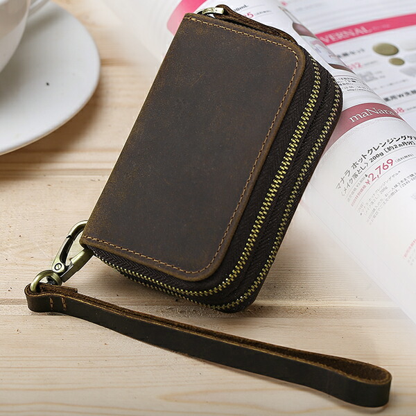 楽天市場 Tiding 本革 メンズ キーケース 車リモコンキー対応 キーホルダー カード入れ 牛革 ブルアップレザー ダブルメイン ラウンドファスナー 経年変化 ダークブラウン Tiding Bag