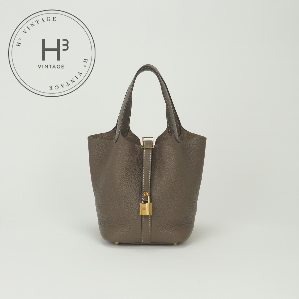 エルメス HERMES ピコタン鍵を掛けるPM ピコタン鍵を掛ける PM ピコタン鍵を掛ける18 御徒面子 トートバッグ トリヨンクレマンス エトゥープ Etoupe 薄墨色 Gray ゴールド金具 ハンドバック ピコタン