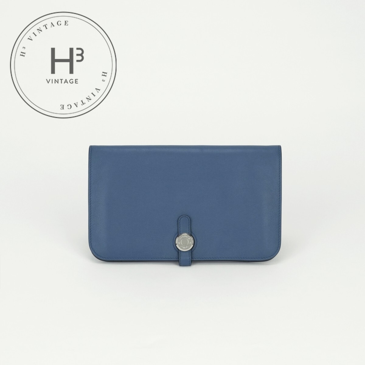 エルメス HERMES ドゴンGM ドゴン GM ドゴンデュオ 金入れ 長金入れ ロングウォレット エバーカラー アズール Azur 青碧 Blue 青 水色 しろがね色金具 エヴァーカラー 合切袋 釣り銭入れ