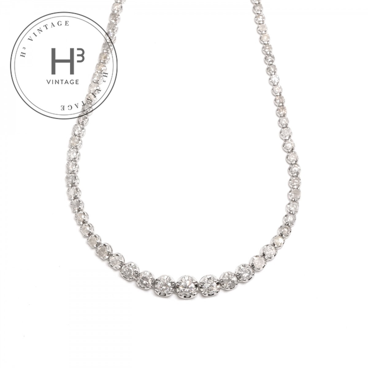 ダイヤモンド 10.00ct テニス ネックレス K18WG ホワイトゴールド