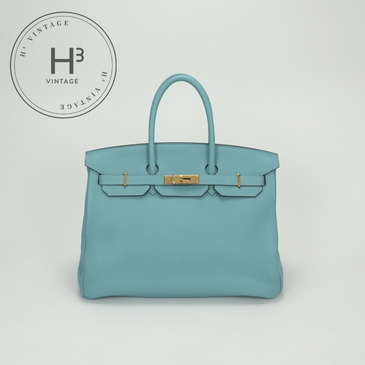 エルメス HERMES バーキン35 バーキン 35 バッグ トートバッグ トリヨンクレマンス ブルーアトール Blueatoll ブルー Blue 青 水色 ゴールド金具 ハンドバッグ｜H3（エイチスリー）店