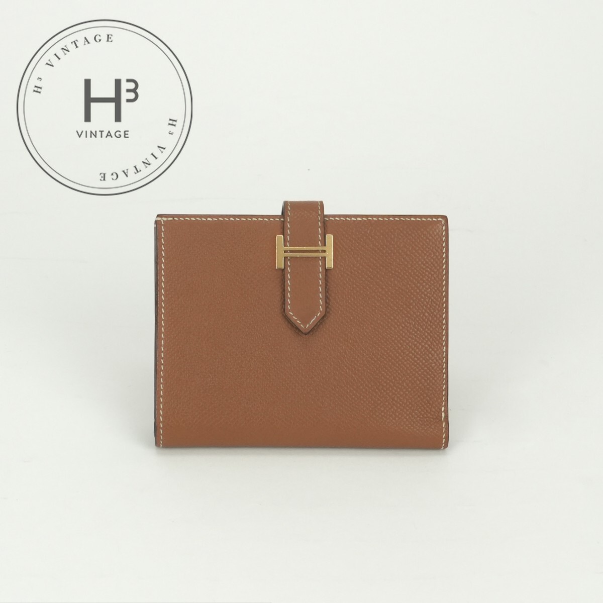 エルメス HERMES ベアンコンパクト ベアン コンパクト 財布 二つ折り財布 ミニ財布 ミニウォレット ゴールド Gold ブラウン Brown 茶 ゴールド金具 ヴォーエプソン