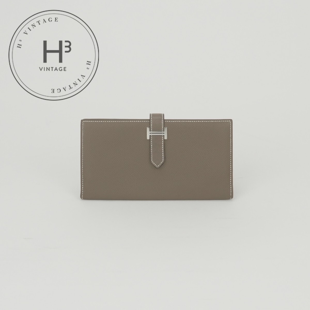 エルメス HERMES ベアンスフレ ベアン スフレ 財布 長財布 ロングウォレット エプソン エトゥープ Etoupe グレー Gray シルバー金具 ヴォーエプソン｜H3（エイチスリー）店
