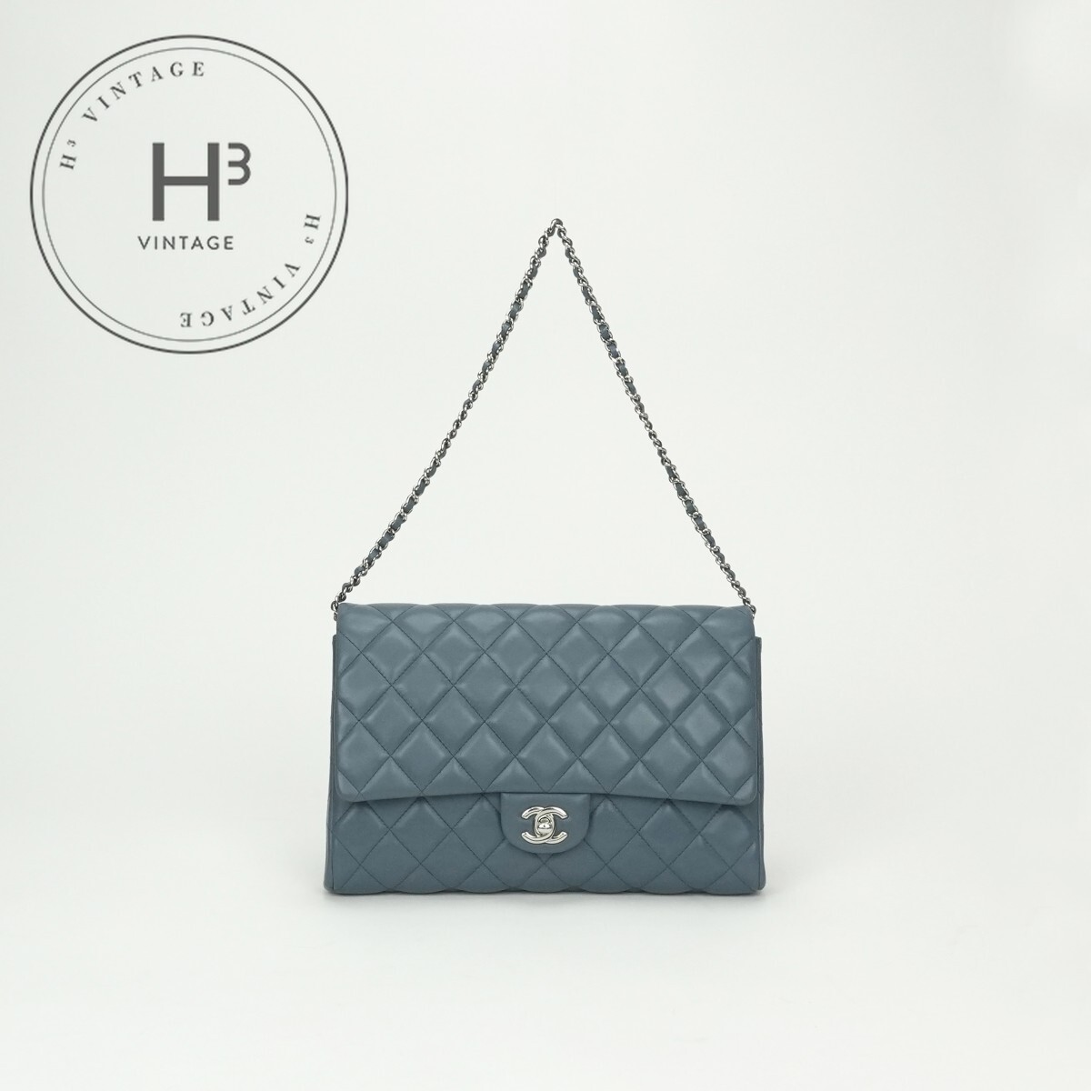 シャネル CHANEL マトラッセ 御徒面子 ショルダーバッグ 子ヒツジひと肌 青碧 Blue 青 しろがね色金具 チェーン店ショルダーバッグ ココマーク 折りかえし鍵を掛ける