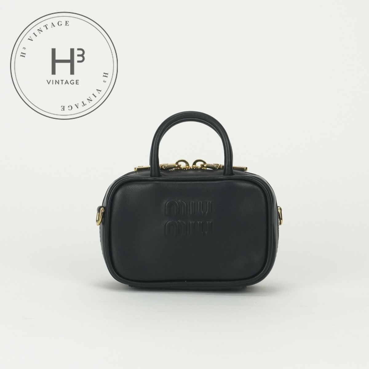 ミュウミュウ MIUMIU ボー ミュウミュウ ボー バッグ トートバッグ ショルダーバッグ ブラック BLACK 黒 ゴールド金具 ハンドバッグ ミニバッグ マイクロバッグ バッグチャーム