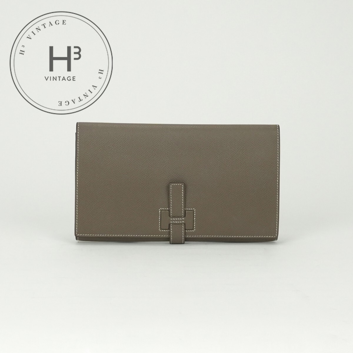 エルメス HERMES Hパッサン トゥータンマン H パッサン 金入れ 長金入れ ロングウォレット ヴォーエプソン エトゥープ Etoupe 薄墨色 Gray しろがね色金具 ヴォーエプソン