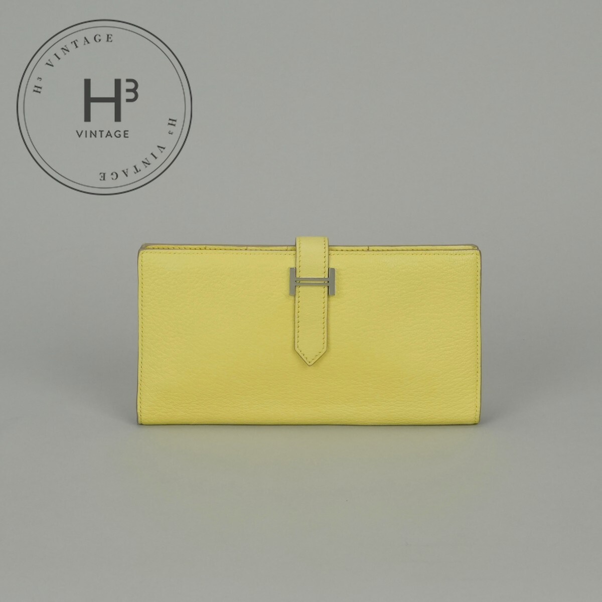 エルメス HERMES ベアンスフレ ベアン スフレ 銭入れ 長銭入れ ロングウォレット シェーブル リモンチェッロ Limoncello 黄色 Yellow 黄味がかった しろがね色金具 シェブルミゾル