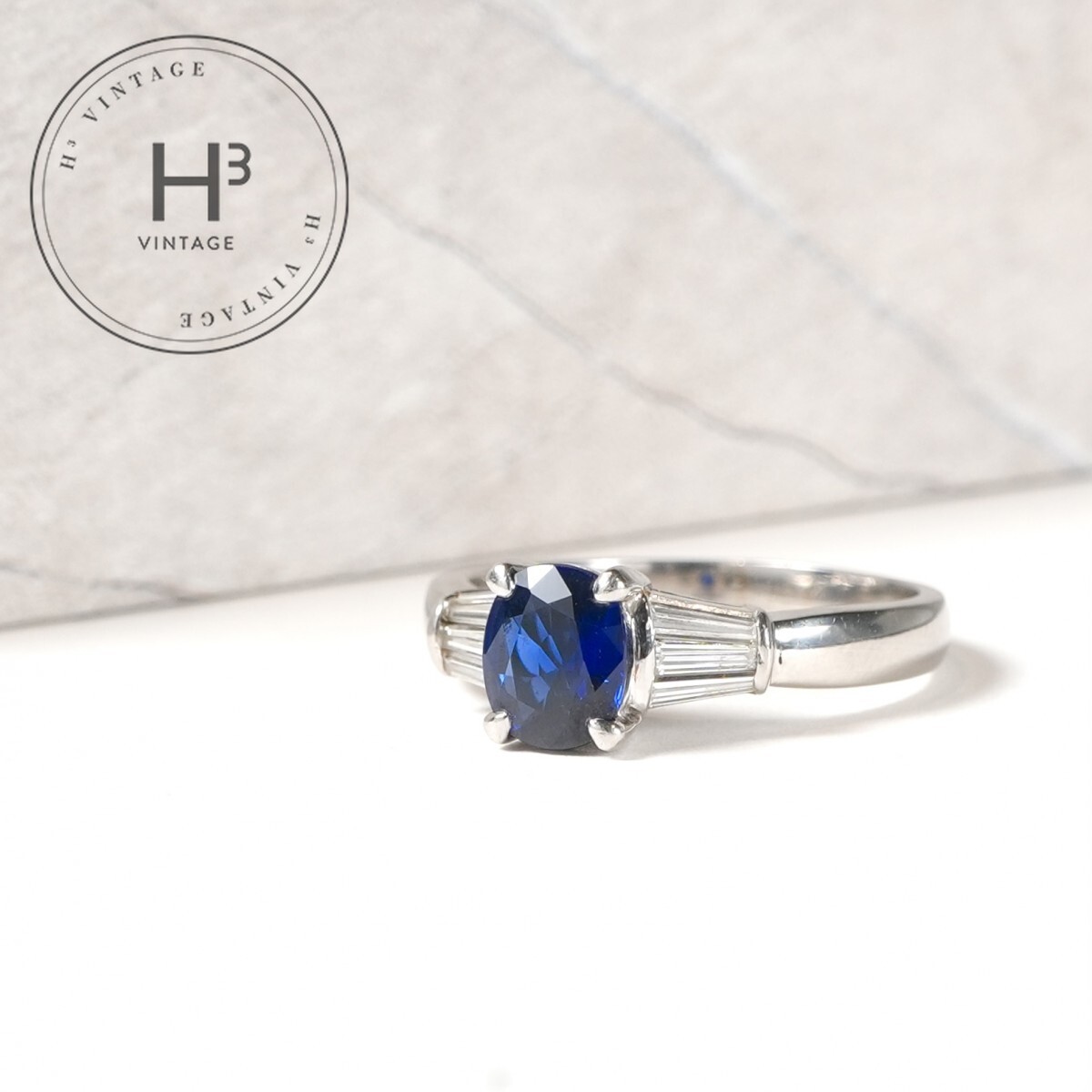 サファイア 1.07ct ダイヤモンド 0.33ct Pt900 リング 指輪|H3(エイチスリー)店