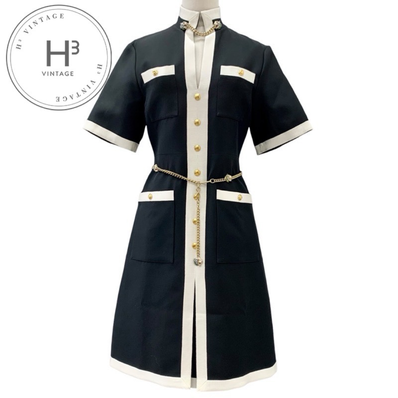 楽天市場】グッチ GUCCI ワンピース ブラック アイボリー 黒 ゴールド