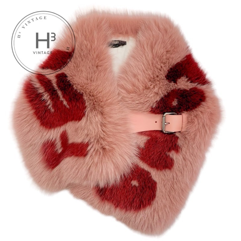 楽天市場】フェンディ FENDI ファー レザー ピンク レッド ロゴ ベルト