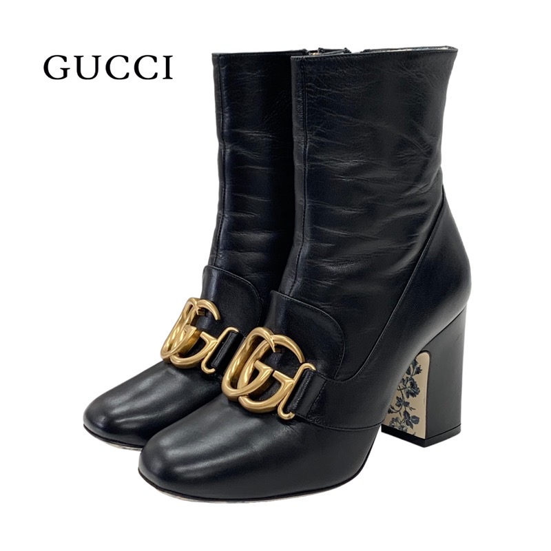 GUCCI gg ロゴ タッセルレザーショートブーツ　黒　約22cm GUCCI - グッチ GUCCI ブーツ ショートブーツ 靴 シューズ