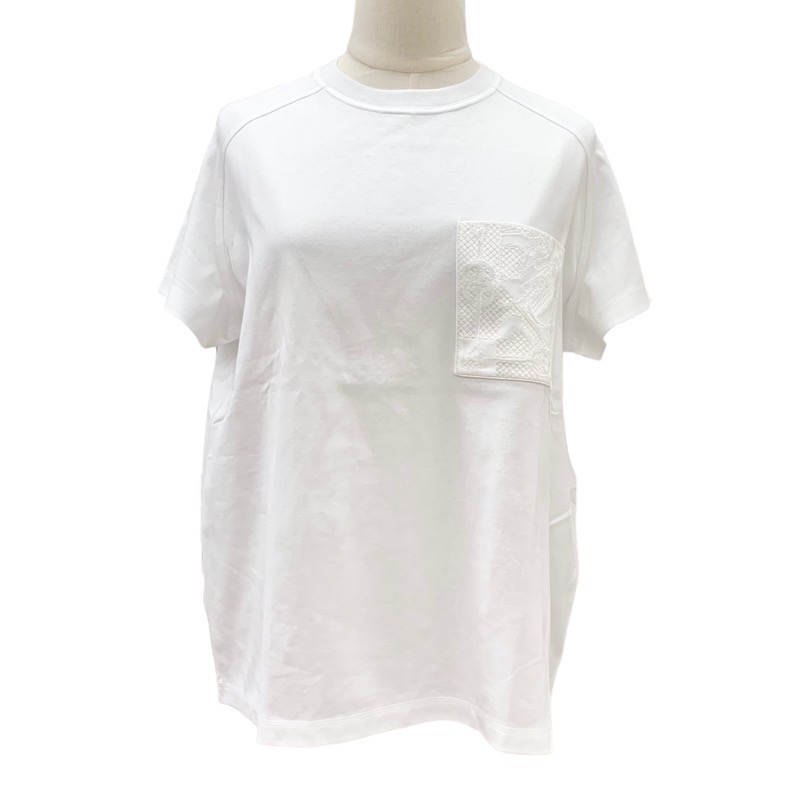 ち〜ちゃん　HERMES ホワイト 半袖Tシャツ クロシェット ポケット ち〜ちゃん様専用 HERMES ホワイト 半袖Tシャツ クロシェット