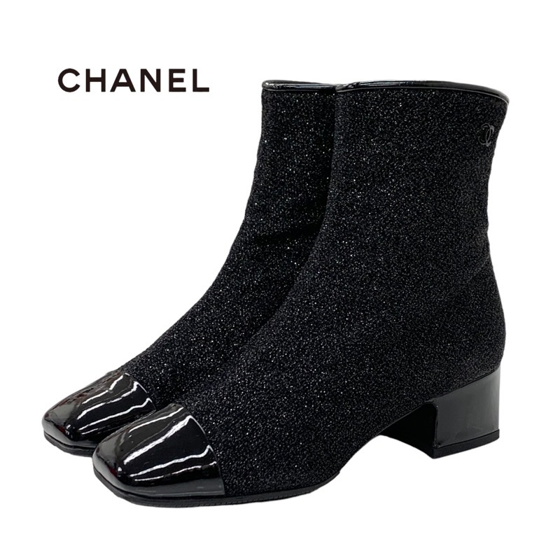 CHANEL　ブーツ　ブラック 23AW♡美脚が際立つ》【CHANEL】厚底ブーツ (CHANEL/ショート