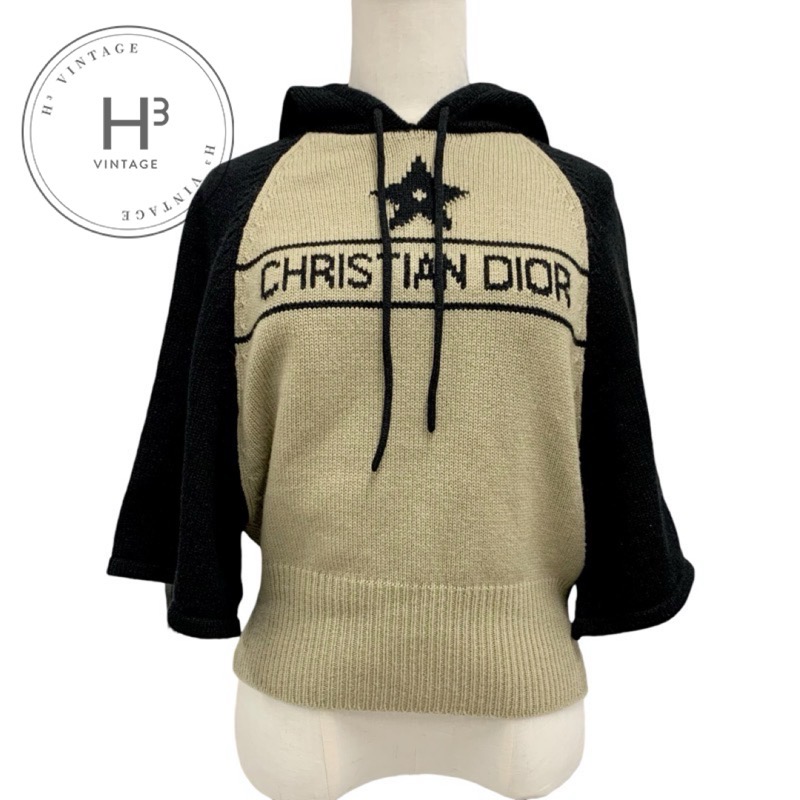 クリスチャンディオール CHRISTIAN DIOR トップス フーディ カシミヤ ニット 半袖 ベージュ ブラック ギフト プレゼント 送料無料