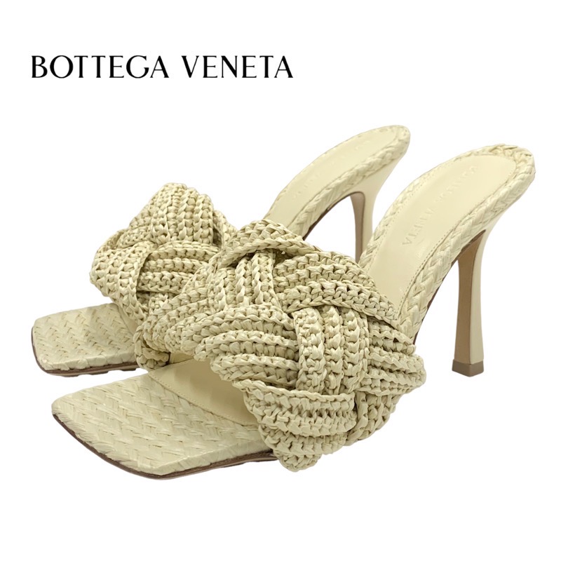未使用 ボッテガヴェネタ BOTTEGAVENETA リド サンダル ミュール 靴 シューズ イントレチャート ラフィア ベージュ ギフト プレゼント 送料無料 43,615円