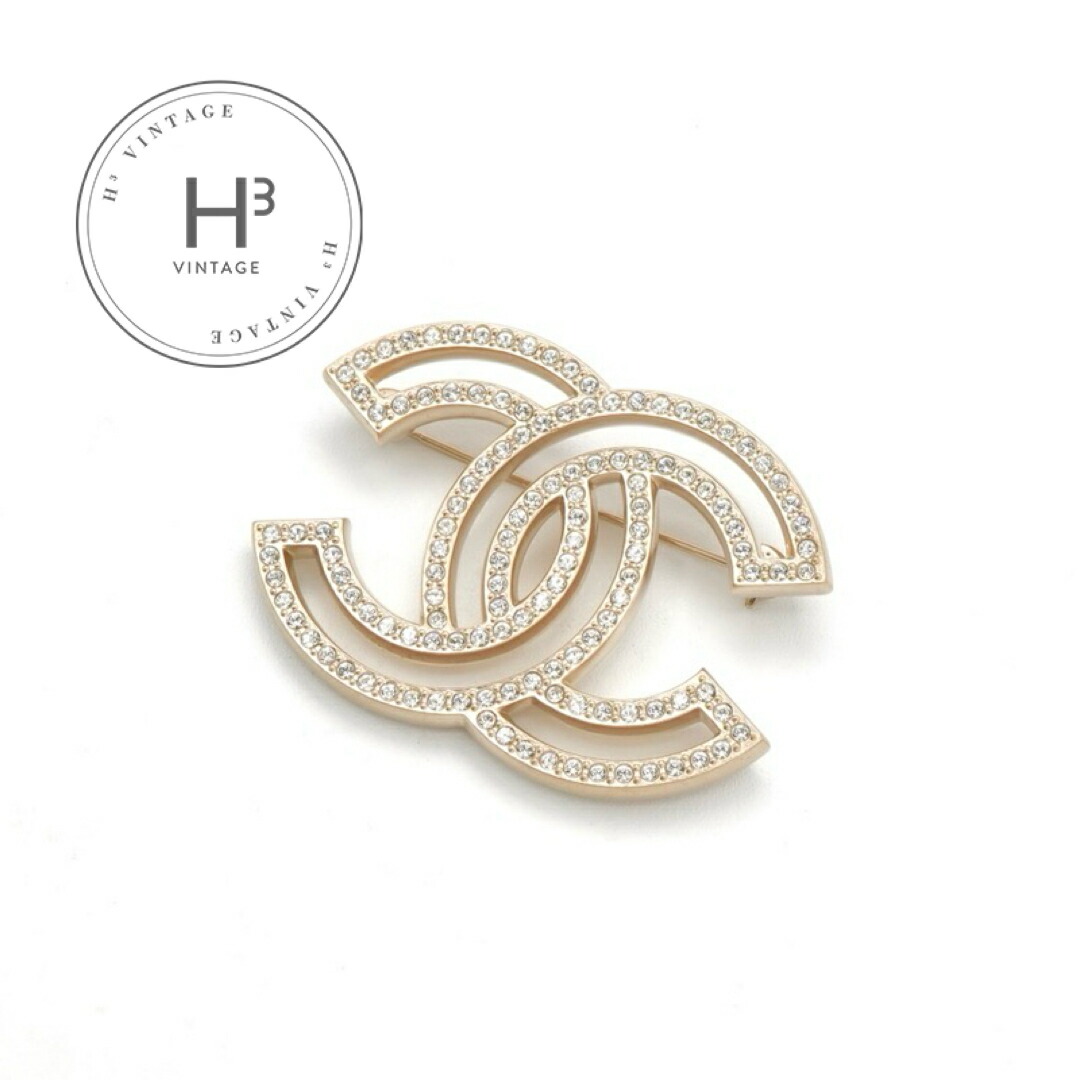 楽天市場】シャネル CHANEL ブローチ メタル ストラス ラインストーン