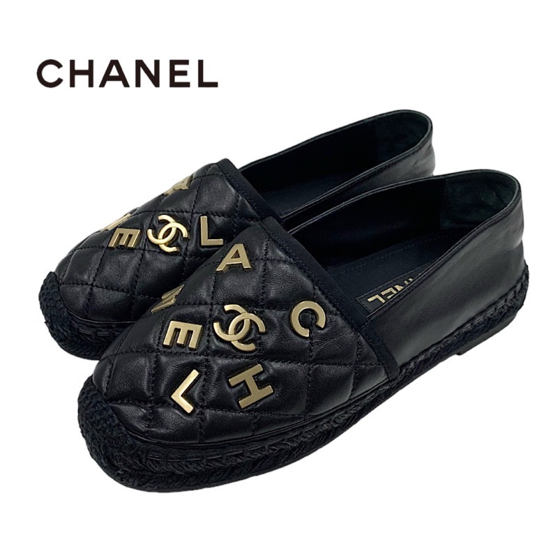 美品 シャネル ロゴ エスパドリーユ スリッポン スニーカー 38 CHANEL CHANEL シャネル スリッポン エスパドリーユ ココマーク ロゴ 38