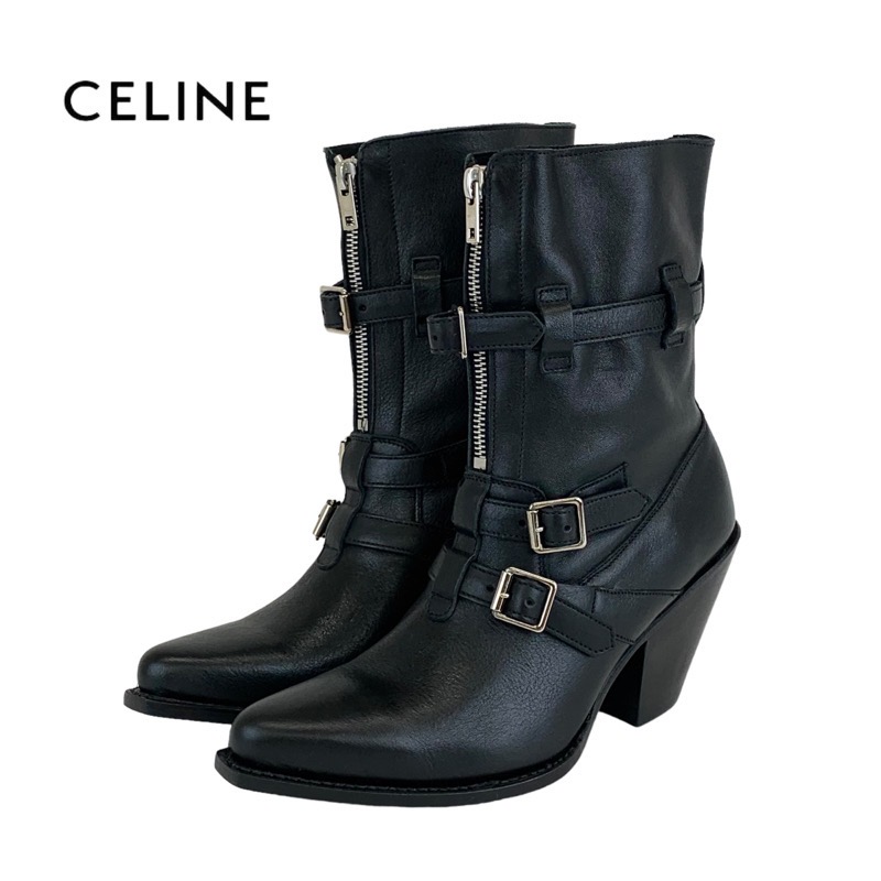 CELINE アンクルブーツ 楽天市場】CELINE セリーヌ Margaret Double Buckle Zip Up