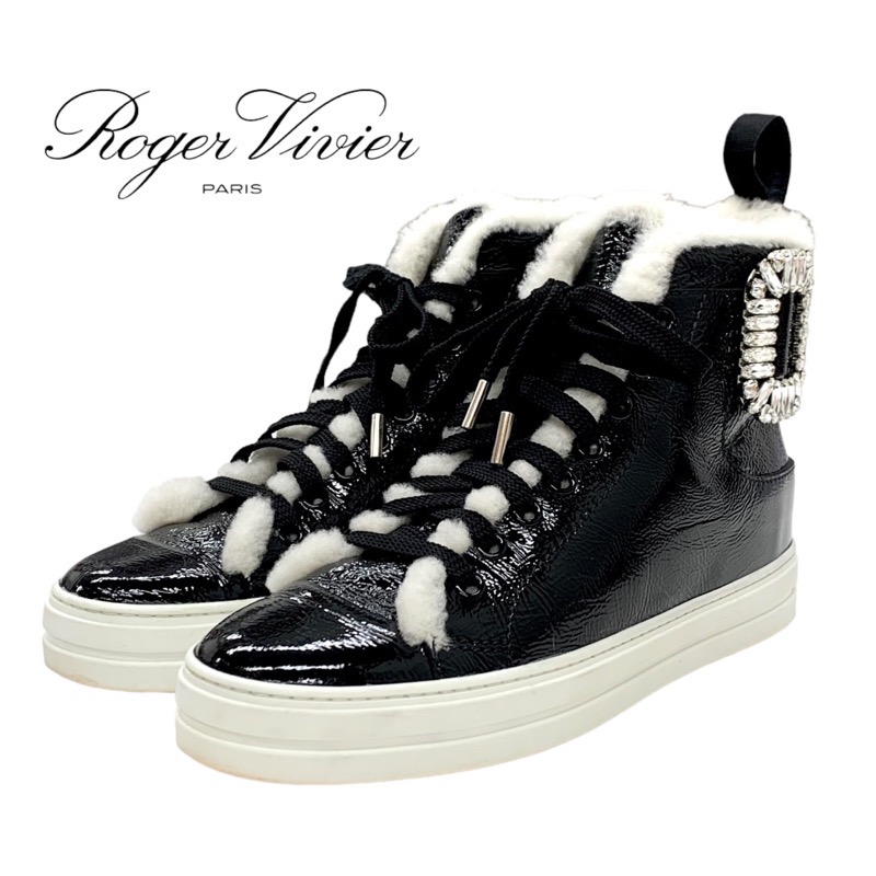 ロジェヴィヴィエ Roger Vivier スニーカー 靴 シューズ パテント ムートン ブラック 黒 ハイカットスニーカー ストラスバックル 楽天市場】ロジェヴィヴィエ Roger Vivier スニーカー 靴 シューズ