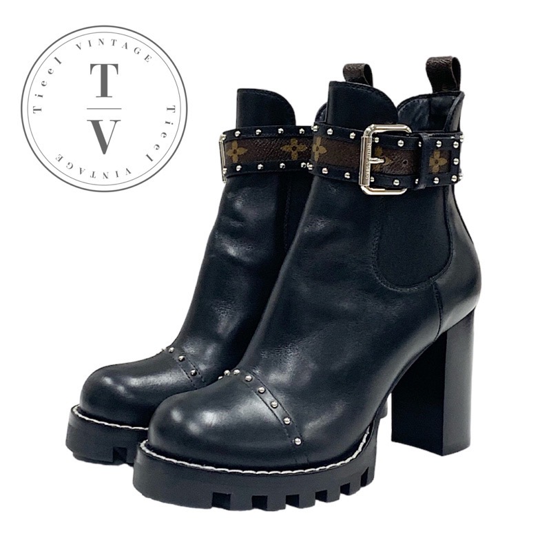 Louis Vuitton レースアップブーツ ブラック/ブラウン21.5〜22 Louis Vuitton レースアップブーツ ブラック/ブラウン21.5〜22