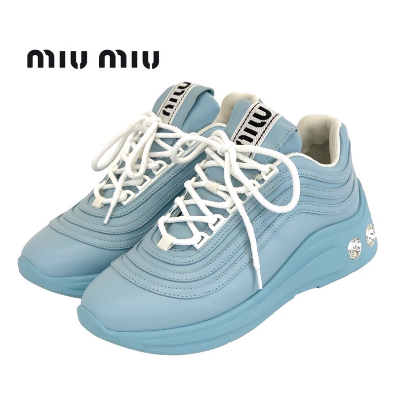 miumiu ミュウミュウ ヒールスニーカー シルバー 23cm アウトレット シルバー（銀色）系 23cm MiuMiu(ミュウミュウ) 靴