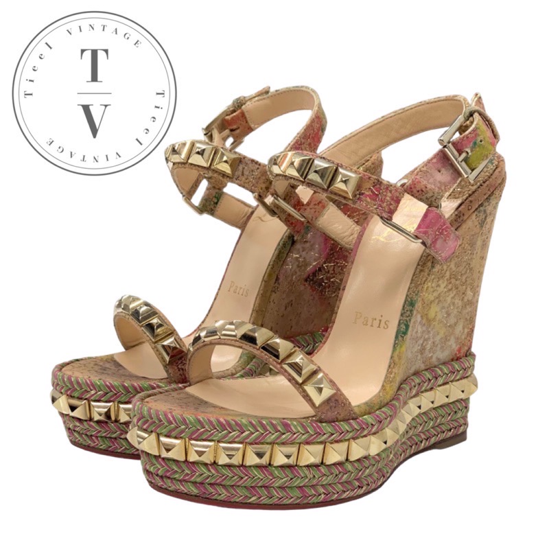 Christian Louboutin★ベルべット ウェッジ サンダル★関税込 最終値下 Christian Louboutin ♡ ウェッジサンダル - メルカリ