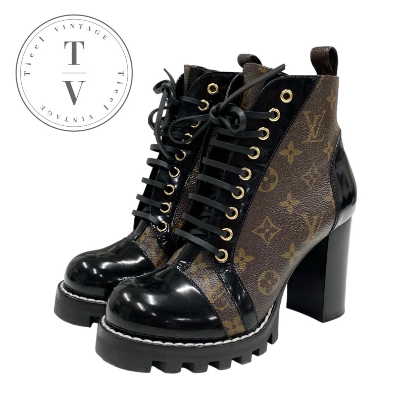 【美品】Louis Vuitton ブラック レザー ブーティ【付属品アリ】 LOUIS VUITTON 【超美品】ルイヴィトン クロークドップキット