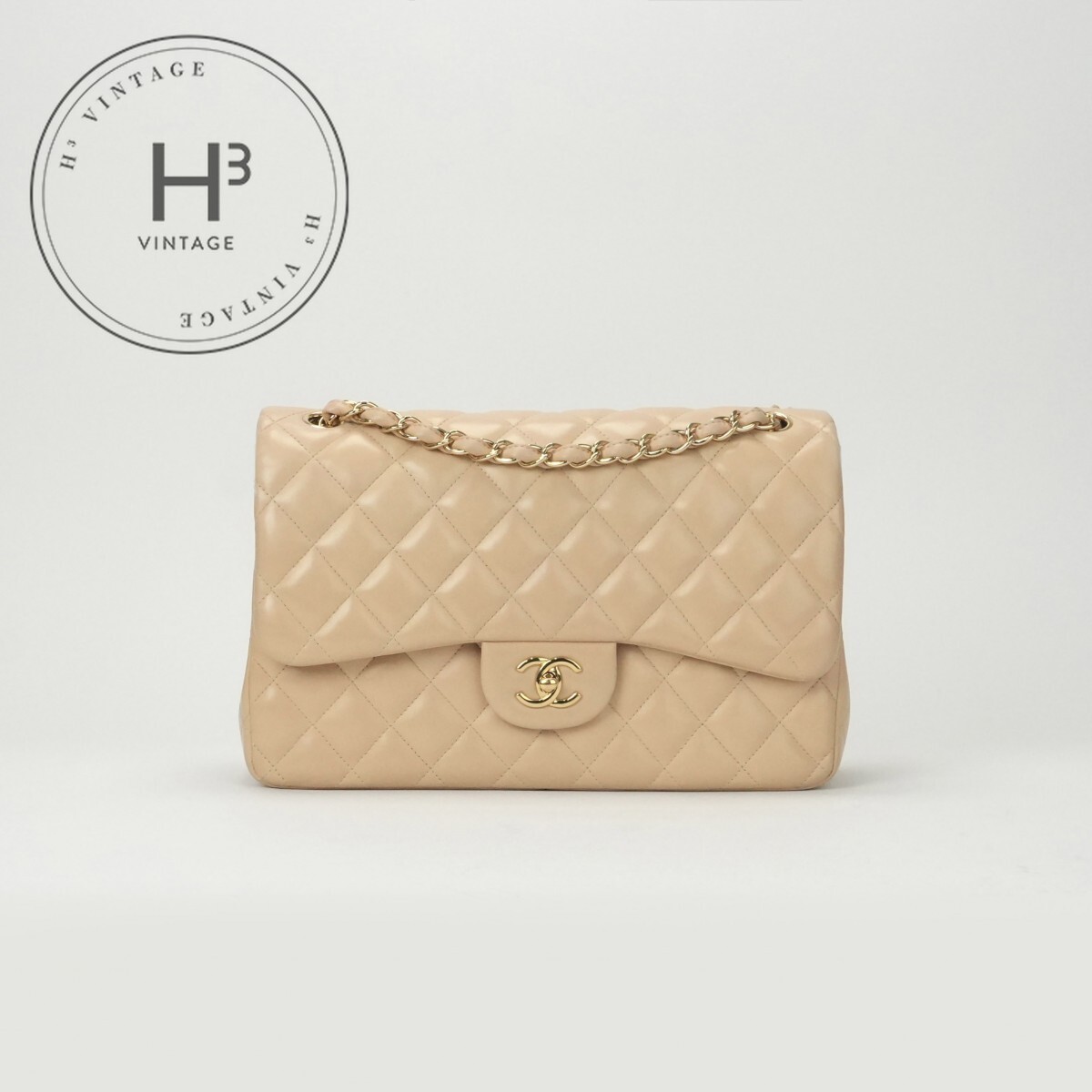 シャネル CHANEL マトラッセ マトラッセ30 デカマトラッセ デカマト バッグ ショルダーバッグ ラムスキン ベージュ ゴールド金具 チェーンショルダーバッグ ココマーク ターンロック|H3(エイチスリー)店
