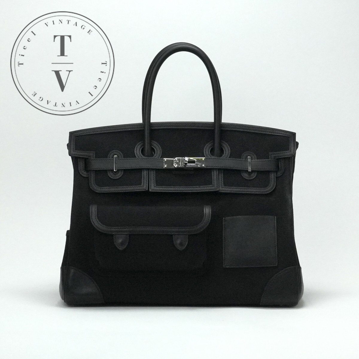 HERMES 35cmバーキン対応 エルメス HERMES バーキン35 ポロサスリセ □G刻 ブラック
