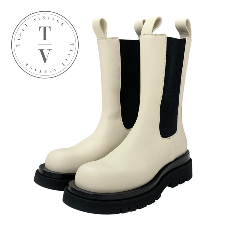 【極美品☆箱付き】ボッテガヴェネタ　レザー　ラグ　サイドゴアブーツ　ロング 極美品☆箱付き】ボッテガヴェネタ サイドゴアブーツ ラグ レザー