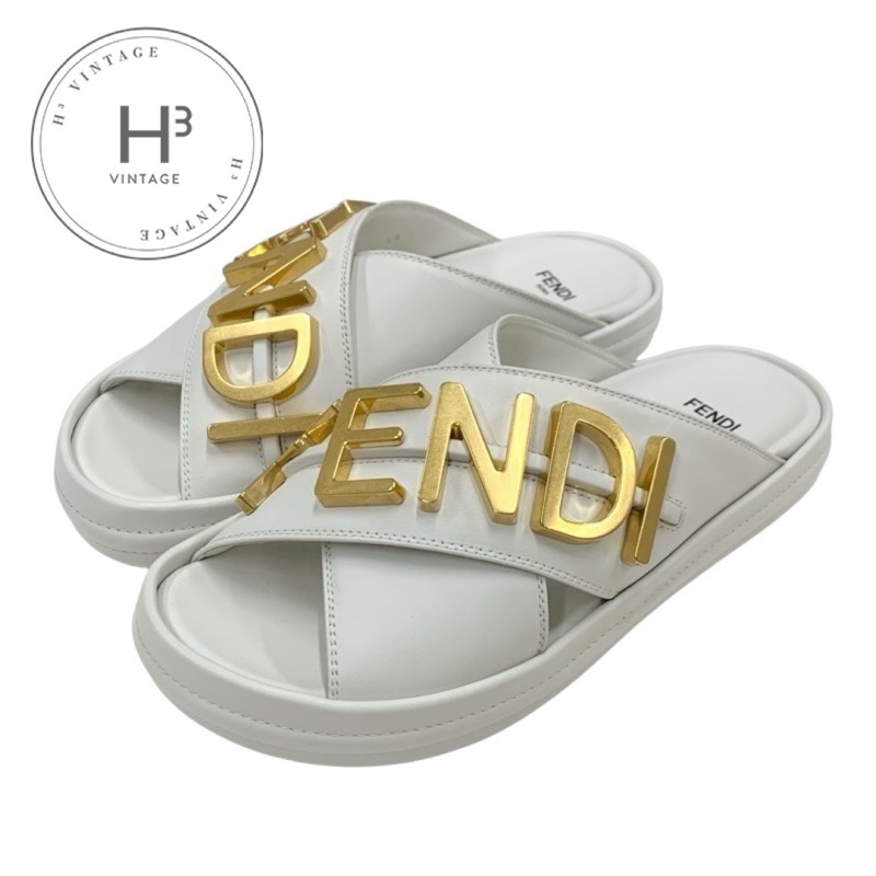 楽天市場】FENDI フェンディ FF Logo Slider Slippers 7X1233