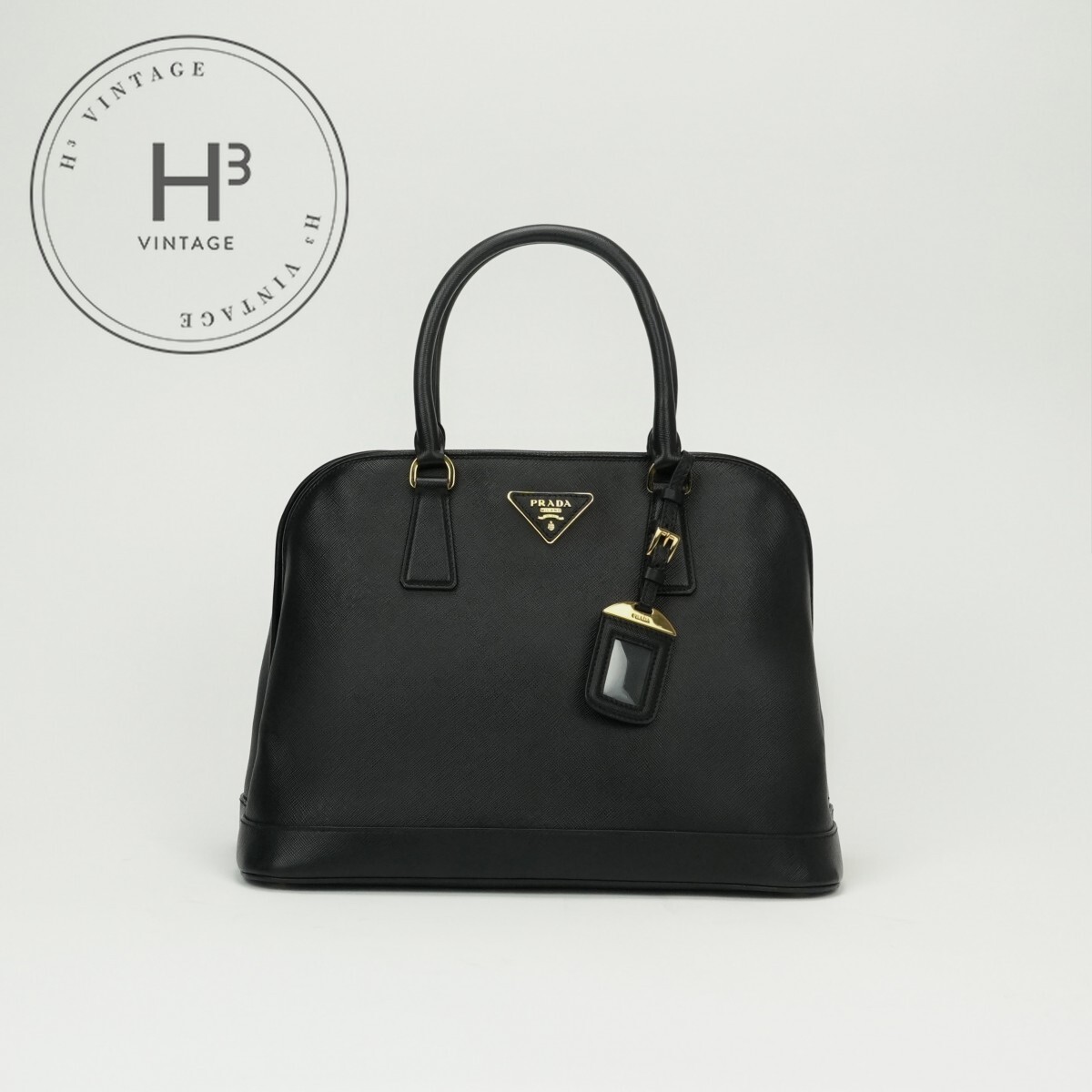 PRADA 黒色 ハンドバッグ キャンバス素材 入手困難◇PRADA◇テスート＆レザー ギャザー 2WAY ハンドバッグ