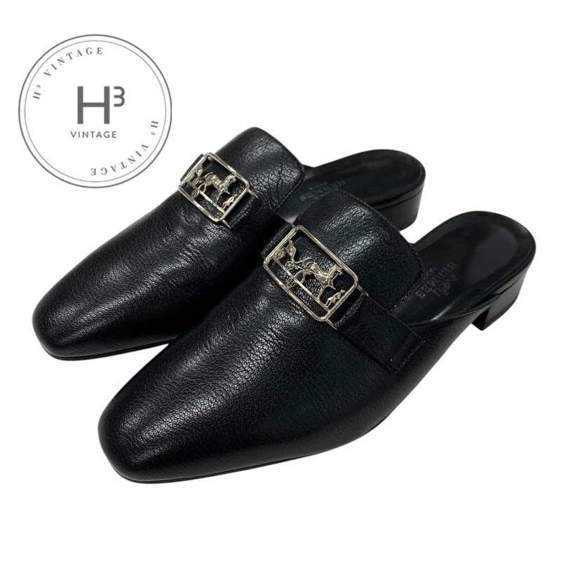 エルメス　HERMES サンダル　ブラック36 23㎝　Hロゴミュール エルメス HERMES サンダル ブラック36 23㎝ Hロゴミュール