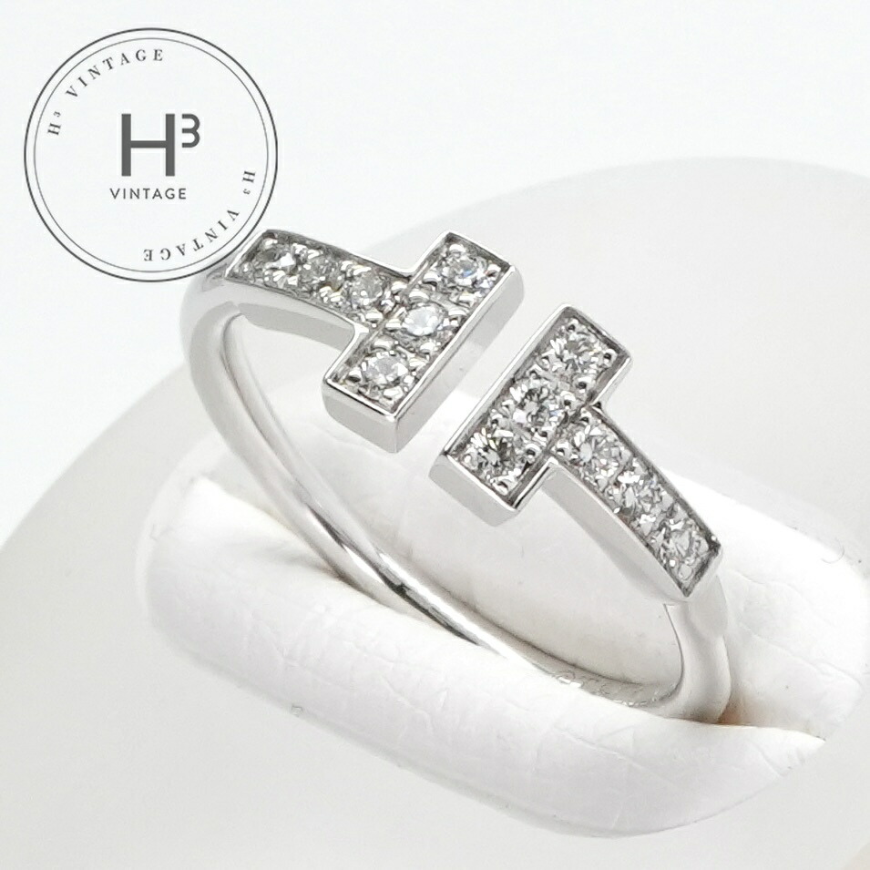 ★Tiffany&Co.★Tワイヤー ダイヤリング Au750 ホワイトゴールド TIFFANY＆CO ティファニー Tワイヤー リング K18ピンクゴールド