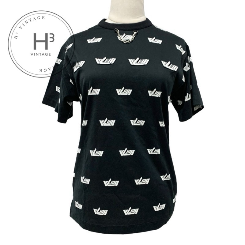 ルイヴィトン LOUIS VUITTON LVヴィテス トップス コットン ブラック ホワイト ワッペン Ｔシャツ シルバーチェーン｜H3（エイチスリー）店