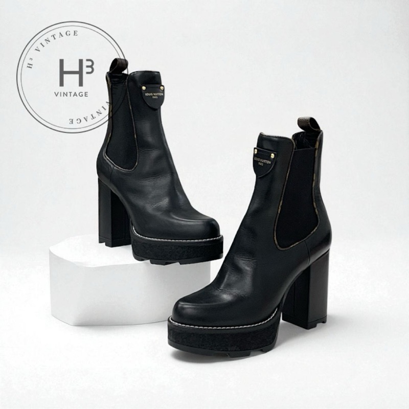 美品　ルイヴィトン　アンクルブーツ　ボブールライン　サイドゴア　約23.5　黒 楽天市場】【未使用品】 ルイヴィトン ブーツ LVボブール ライン
