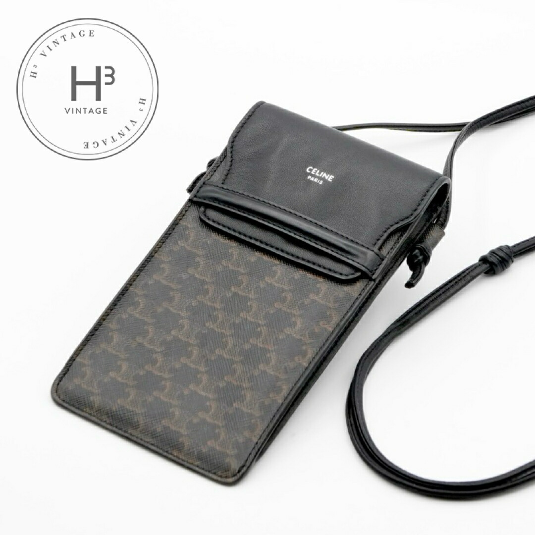 美品【セリーヌ】スマホポーチ＆コイン・カードケース　ネックストラップ付 楽天市場】CELINE セリーヌ フォン カードフォルダー 10G423