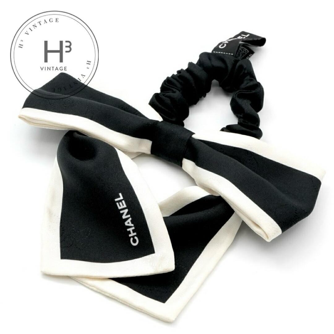 CHANEL ロゴチェーン カチューシャ　ヘアバンド　黒レザー CHANEL カチューシャ ヘアバンド レザー ブラック : JJ