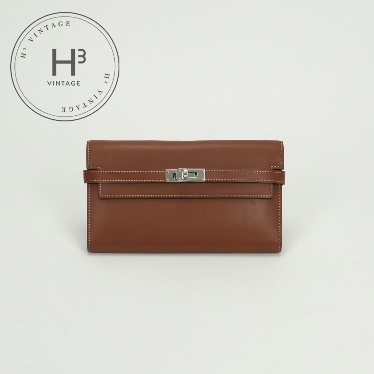 エルメス HERMES ケリーウォレット ケリーウォレットロング 財布 長財布 ロングウォレット ボックスカーフ ゴールド Gold ブラウン Brown 茶 シルバー金具｜H3（エイチスリー）店