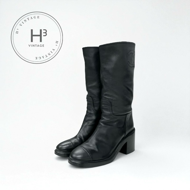 楽天市場】CHANEL シャネル ロングブーツ ブラック ゴールド金具 ココ