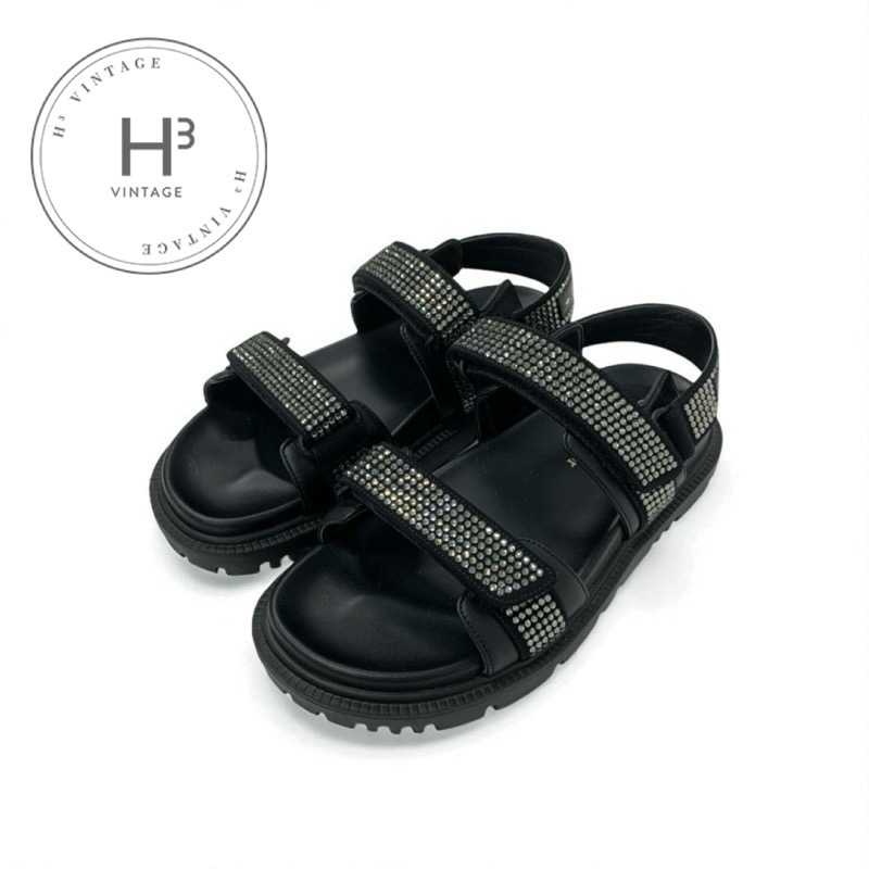 ディオール CHRISTIAN DIOR サンダル 靴 シューズ 子ヒツジひと肌 黒いこと 黒 ロゴタイプ 伝達ルート石ころ ベルク天使の都市落とし穴 運動競技サンダル