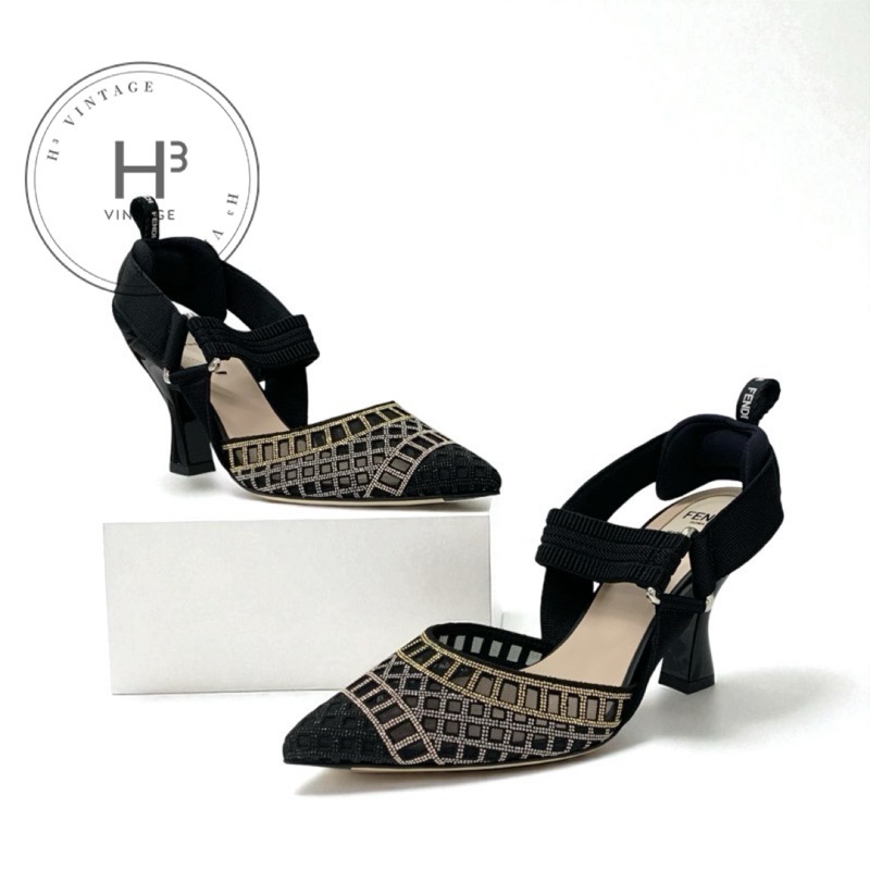 楽天市場】FENDI フェンディ ズッカ柄 パンプス ヒール ナイロン