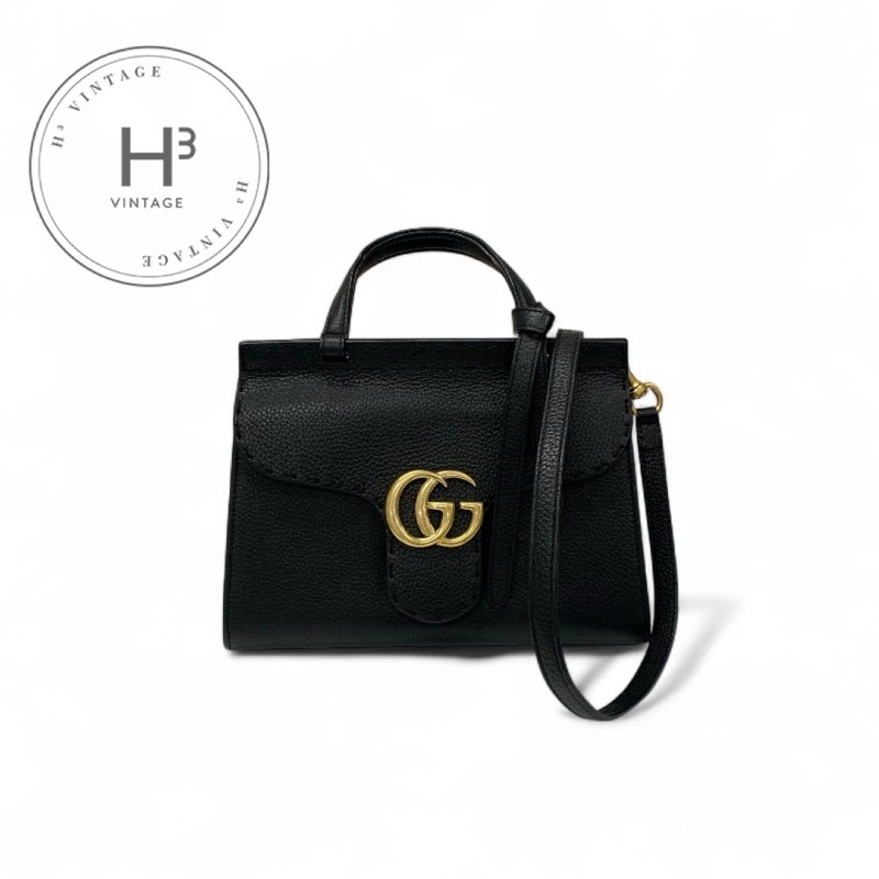 楽天市場】グッチ GUCCI トップハンドルバッグ GGマーモント ブラック