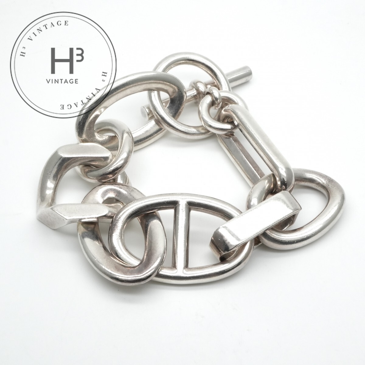 アレア　シェーヌダンクル シルバー925 楽天市場】超稀少 HERMES エルメス AREA アリア シルバー ブレスレット