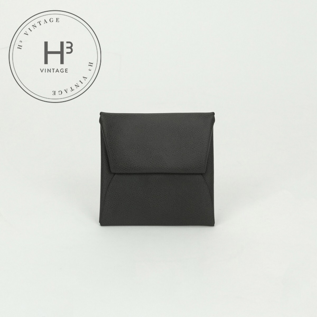 エルメス HERMES バスティア 札入れ コインケース 御釣り入れ お嬢様 薄墨色 Gray しろがね色金具 ヴォーマダム グリミスティ 石墨