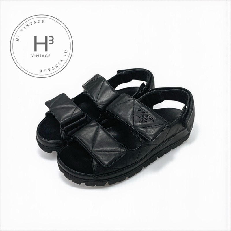 楽天市場】プラダ PRADA レディース メッシュ サンダル レザー 黒